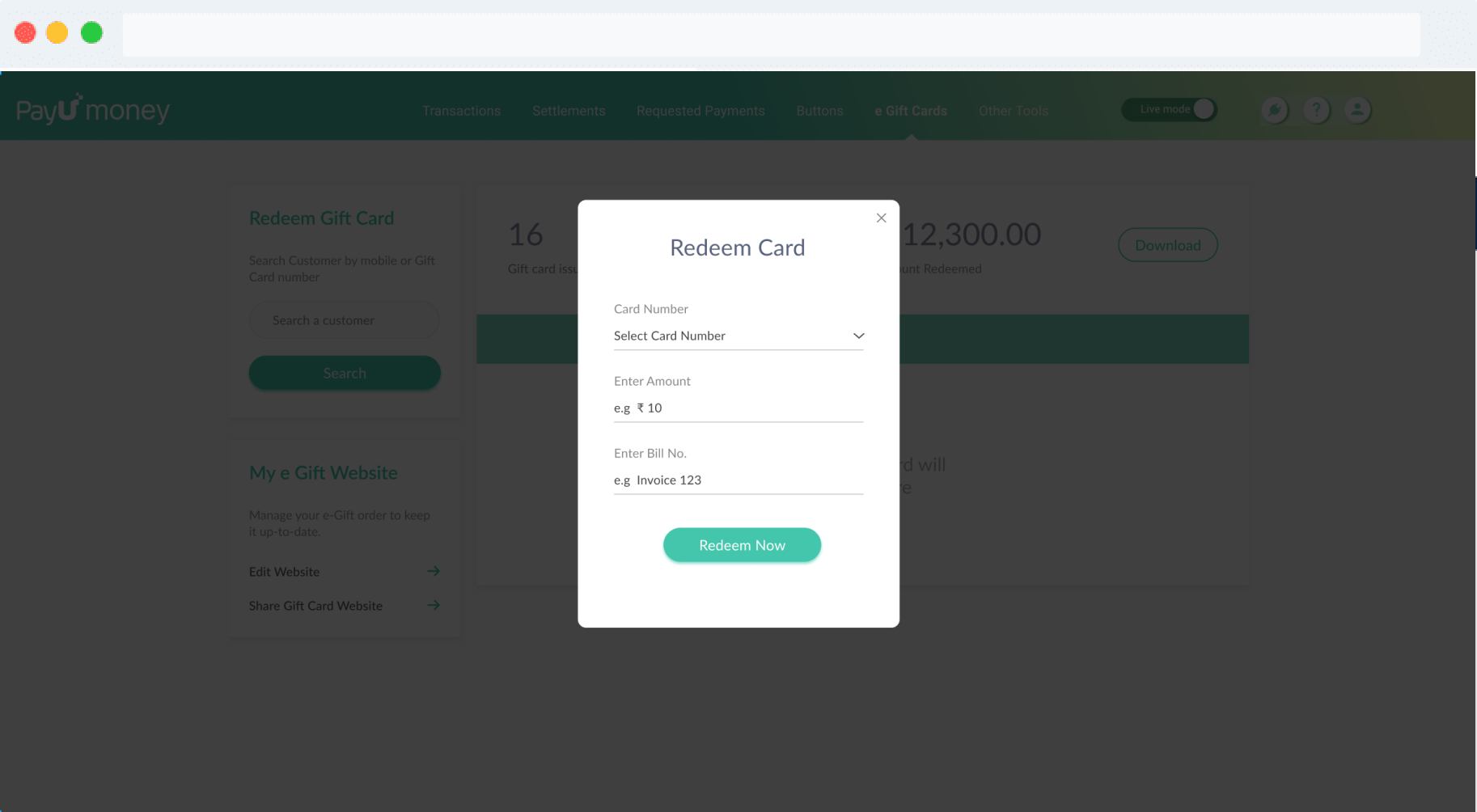 Sell gift cards and track them from your dashboard